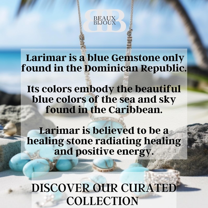 Beaux Bijoux Sterling Silver Blue Larimar Necklace for Women -