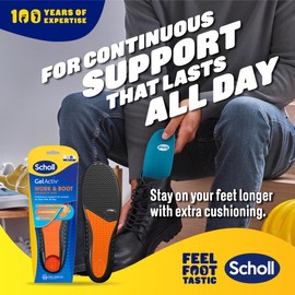 Scholl GelActiv Work & Boot Insoles for Men, All Day Comfort at Work, Shock Absorption and Comfort Cushioning with GelWave Technology, UK Size 7-12