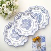 Tableclothsfactory 25 Pack | 8" White/Blue Chinoiserie Floral Print Paper