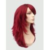 Long red wig, layered with flicked tips: Salome cherry red