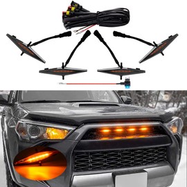 MEALAM Amber LED Lights 4PCS Front Grille Raptor Lamps Car Accessories with Harness and Fuse, Compatible with 2014-2019 Toyotaa 4Runner SR5, TRD Off-Road, Limited, TRO Pro, 2014-2021 TRD Pro