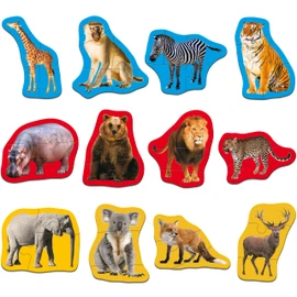 12 Pack Wild Animal Puzzles, 48 Pieces Step-by-Step Animal Jigsaws, Realistic Safari Animal Jigsaw Puzzles with Name Guide Early Learning for Beginner Preschool Toddlers 3+ Years Old