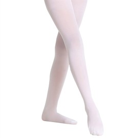 Danskin Big Girls' Microfiber Footed Tight, White, Intermediate