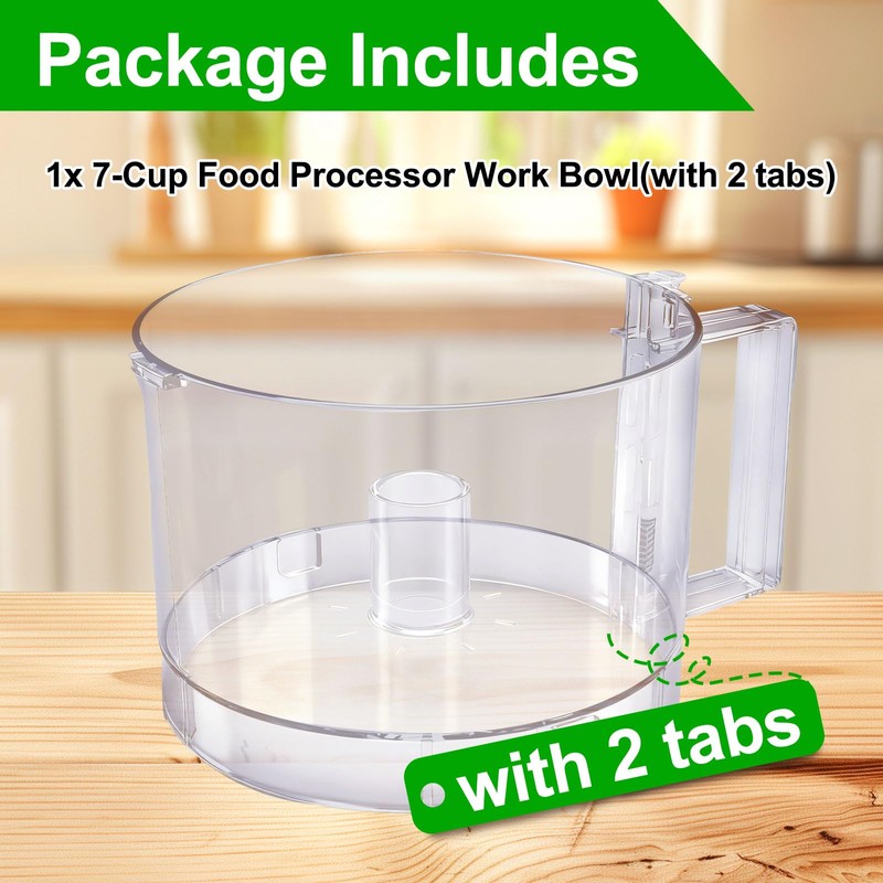 7-Cup Food Processor Work Bowl Compatible with Cuisinart DLC-10 Series（2tabs