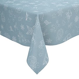 Karina Home Christmas Festive Linen Look PVC Wipe Clean Tablecloth (200cm x 140cm, Ice Blue)
