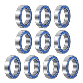 sourcing map 6701-2RS Deep Groove Ball Bearing,10pcs 12 x 18 x 4mm Z2 Double Rubber Sealed Chrome Steel Bearings,Blue