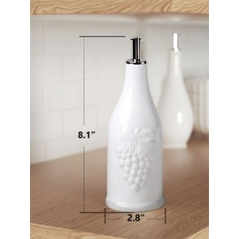 HOMBENE Ceramic Oil and Vinegar Dispenser Set, 12 oz Oil and Vinegar Bottle, Ceramic Cooking Oil Container Kitchen, Dripless Spout, 350ml, 2 Pack