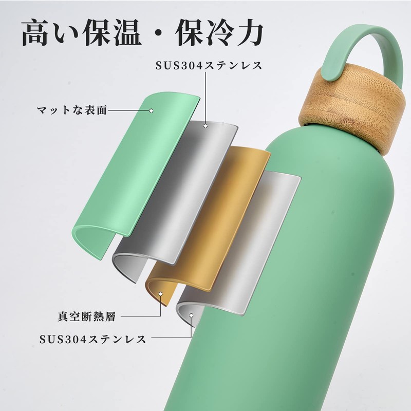 GO! GRM Water Bottle, 16.9 fl oz (500 ml), Bamboo