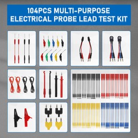 Autory 104PCS Automotive Circuit Test Leads Kit, Multimeter Terminal Test Leads Kit Multi Function Probe Test Kit with Heavy Duty Back Probes Test Lead Set Wire Connectors Set with Black Carrying Case