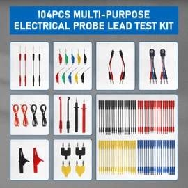 Autory 104PCS Automotive Circuit Test Leads Kit, Multimeter Terminal Test Leads Kit Multi Function Probe Test Kit with Heavy Duty Back Probes Test Lead Set Wire Connectors Set with Black Carrying Case