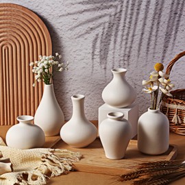 Tioncy Set of 12 Small Ceramic Vase Decorative Small White Vase Modern Ceramic Flower Vase Mini Vases for Coffee Table Centerpieces Home Living Room Bud Shelf Entryway Boho Vintage Farmhouse Decor