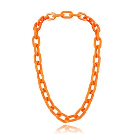 Colorful Acrylic Resin Chain Choker Necklace Chunky Paperclip Chain Collar Multicolor for Women Punk Hip Hop Y2k Jewelry-Orange