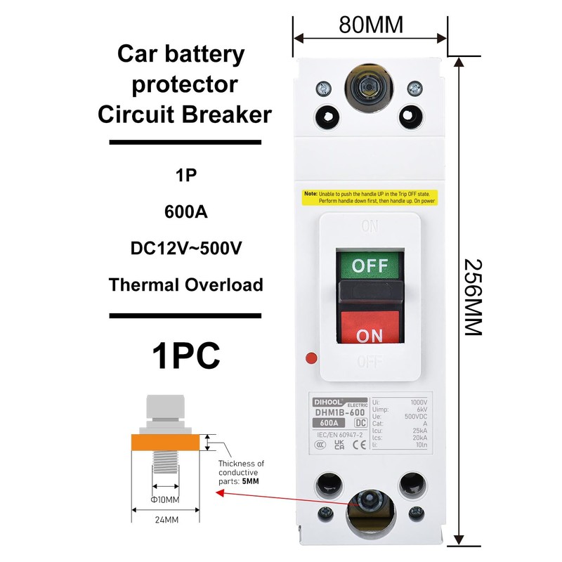 DIHOOL 600 Amp DC Circuit Breaker, Battery Disconnect Switch for
