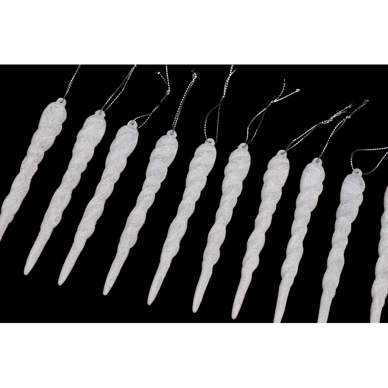 Christmas Concepts® 12cm Glitter Icicle Decorations Christmas Tree Trims (WHITE,