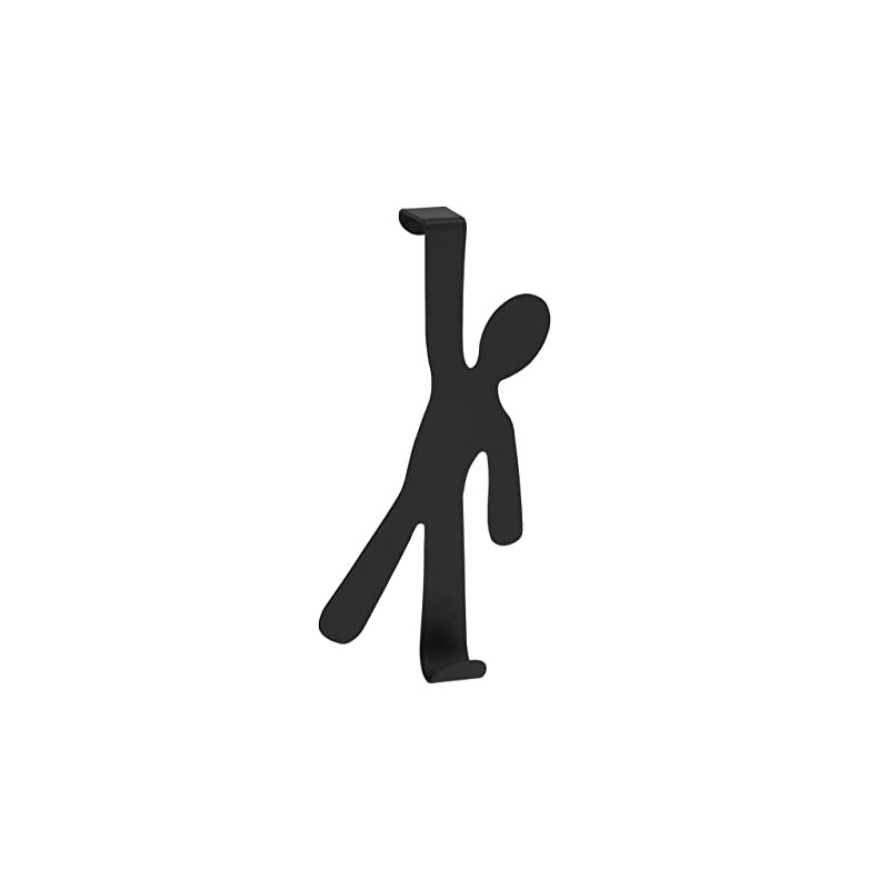 WENKO Boy Door-Mounted Hook, Steel, Black, 2.5 x 8 x