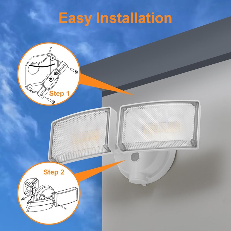 CELAVY 30W 3000 Lumen LED Dual-Head Flood Light Outdoor, Metal