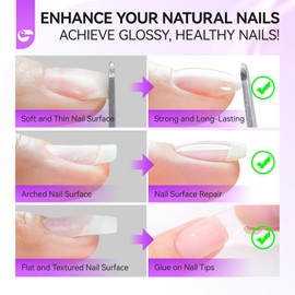 Repair and Strengthener Glue for Nail Care: Gelike EC 6 in 1 Strong and Quick Dry Treatment for Damaged and Thin Nails - Long Lasting and Easy for Salon and Beginners Manicure