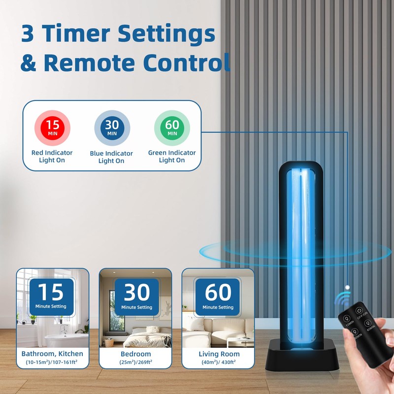 Zyntieu 39W UV Light Sanitizer with Remote Control and 3