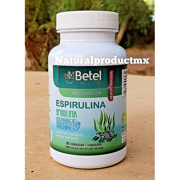 Organic Espirulina ✅ Spirulina  90 Capsules 1000 mg Per Serving By Betel Natural