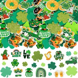 360Pcs St. Patrick's Day Foam Stickers, Glitter Clover Shamrock Foam Stickers St. Patrick's Day Theme Foam Stickers Irish Craft Stickers for St. Patrick's Day Party Favors DIY Crafts Decor