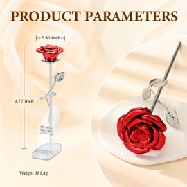 Rose Flower Cremation Urn for Ashes Human Adult Female Male Stainless Steel Mini Decorative Urns for Human Ash Keepsake Memorial for Women Men,Silver-Red