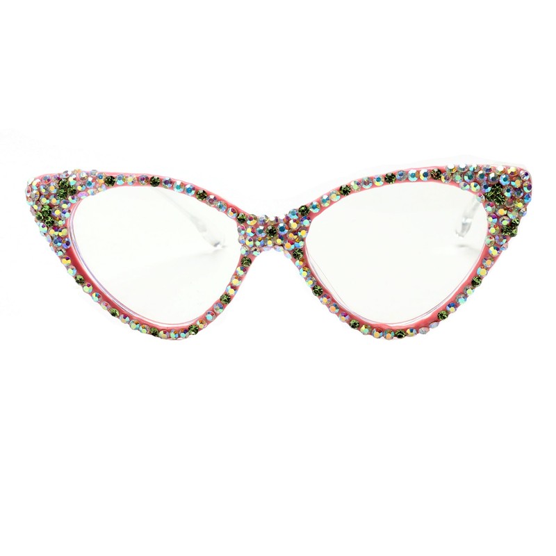 ICARA Bling Crystal Cat Eye Reading Glasses Rhinestone Blue Light