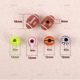 AUEAR, 100 Pack 12mm Boys Friendship Sports Beads Football Baseball Tennis Ball Volleyball Basketball Beads for Jewelry Making Craft Decor DIY