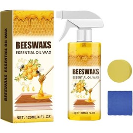 Beeswax Wood Polish Spray, Beeswax Essential Oil Wax for Furniture & Floor Cleaning, Restores Shine, Protects and Conditions Wood Surfaces