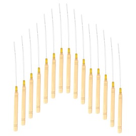 IWOWHERO 15Pcs Wooden Hook Needle Threader Kit for Hair Extensions Slip Design Pulling Tool for Micro Rings Easy DIY Hair Styling for Salon and Home Use