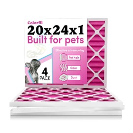 20x24x1 Air Filter by Colorfil | Color Changing Filters for Cat and Dog Odor | MERV 8 Furnace AC Filter for Pet Hair and Dust | 19.5"x23.5"x0.75" Exact Size | Pack of 4