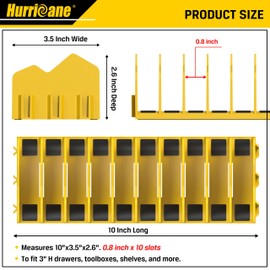 HURRICANE Plier Organizer Rack, 10-Slot Pliers Cutters Rack with Non-Slip Rubber Base, Tool Drawer Toolbox Organizer and Storage, Extendable Design, Fit 3” H, 1 Pack, Yellow