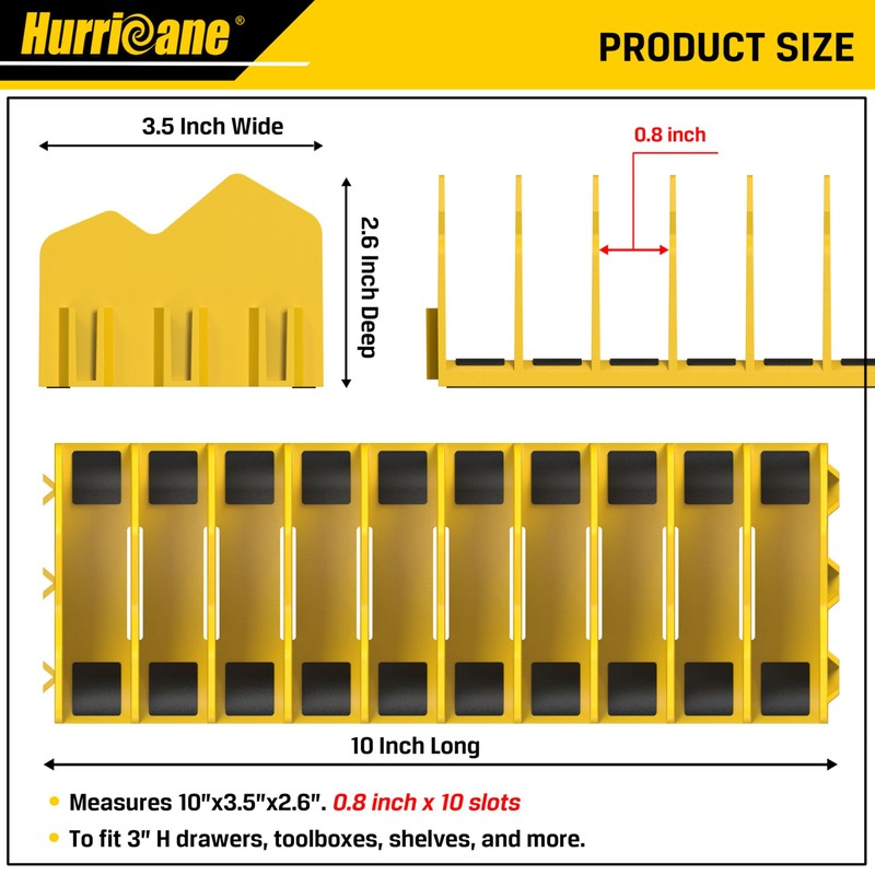 HURRICANE Plier Organizer Rack, 10-Slot Pliers Cutters Rack with Non-Slip
