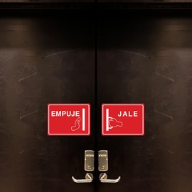 Signs ByLITA - Letrero autoadhesivo horizontal clásico para puerta de negocios, tiendas, restaurantes, hoteles y más (paquete de 2) (plata cepillada), tamaño mediano