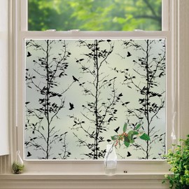 DKTIE Stained Glass Window Film Geometric Patterns, Fine Frosted Window Clings for Glass Windows, Waterproof for Bathroom Window Privacy Film Day and Night (B213-UV7, 17.7 x 78.7 Inch)