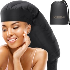 Large Hooded Hair Dryer Bonnet Attachment w/Integrated Headband - Reduces Heat Exposure Around Ears & Neck - Enhanced Size for Use with Rollers, Speeds Up Drying Time, Deep Conditioning at Home