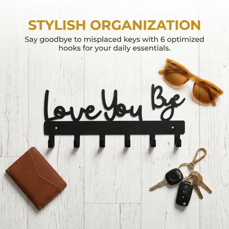 Solvio Key Holder for Wall, Stylish Black Key Hangers for