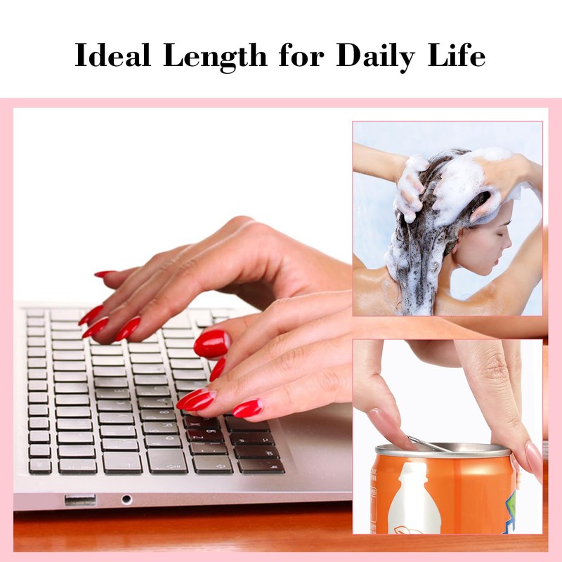 Quaferen Extra Short Nail Tips: 600Pcs Clear Almond Tips Half