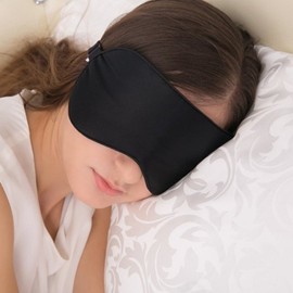 100% Silk Sleeping Mask, Eye Mask, Sleeping Mask, Travel Night Mask, Silk Eye Mask (Black)