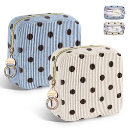 Sanitary Pads Storage Tampon Hygiene Bag for Sanitary Towels Storage Bag Periods Bag with Zip Organiser Nursing Pads Women's Tampons Pads Women's Gifts for Girls (Beige Dot)