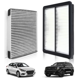 partszen CA11943 Engine Air Filter CF10735 Cabin Fit for Kia Telluride Gas 3.8L 20-25 for Hyundai Santa Fe Gas 2.0L 2.4L 2019 2020 CAF15051P 28113A9100 97133-3M000