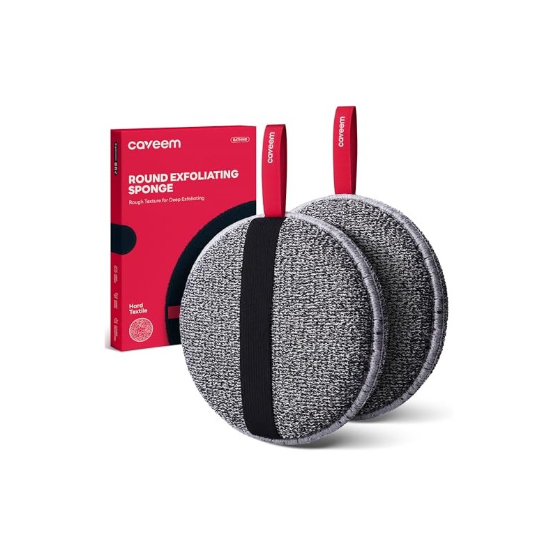 CAVEEM Esponja exfoliante corporal extra áspera para ducha, 2 unidades