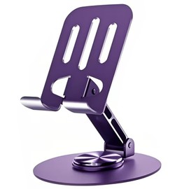 Dzxin Universal Metal Cell Phone Stand, Multi-Angel Adjustable 360° Rotation Non-Slip Metal Phone Stand Compatible with All Smartphones (Purple)