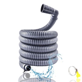 10ft Washing Machine 90 ° Right Angle Drain Hose With Clamp, Universal Extension Hose Kit for Most Washing Machine, Dryer, Heavy-Duty Hoses Fit up to 32-42MM Drain Outlets, 10ft