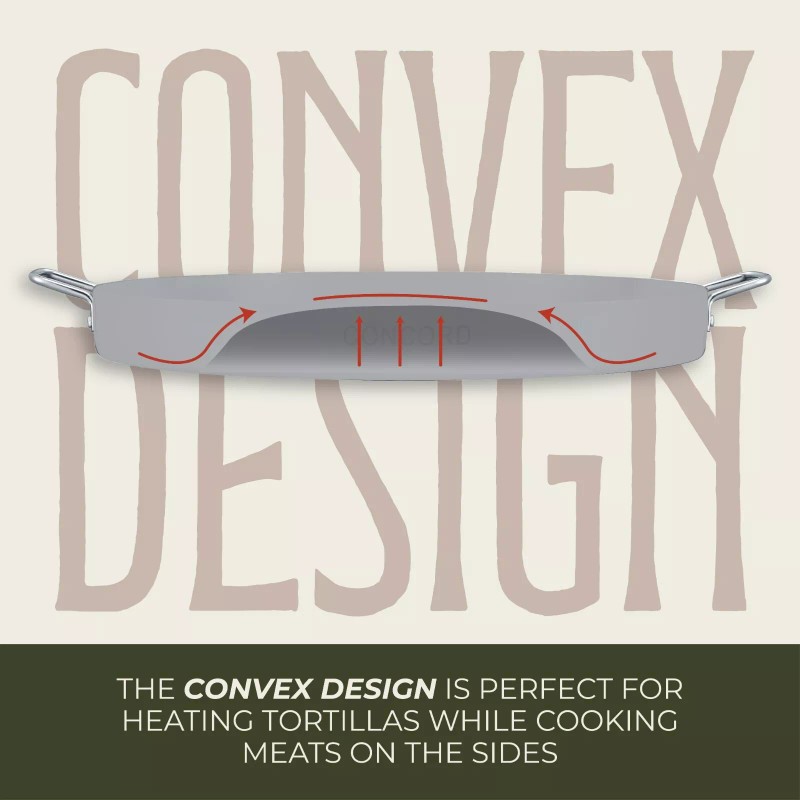 CONCORD Large Stainless Steel 21.25" Convexed Comal