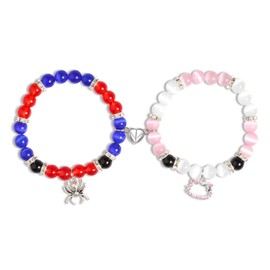 QqzsJewls Spider Kitty Matching Bracelets for Couples Friendship Bracelets for Best Friend, Heart Charm Bracelets for Her Him Christmas Birthday Valentines Day Gifts