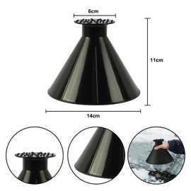 NAUZE 3Pieces Ice Scrapers Black Round Magic Cone Shaped Ice Scraper Snow Remover Scraper Tool Winter Accessories for Car Windshield