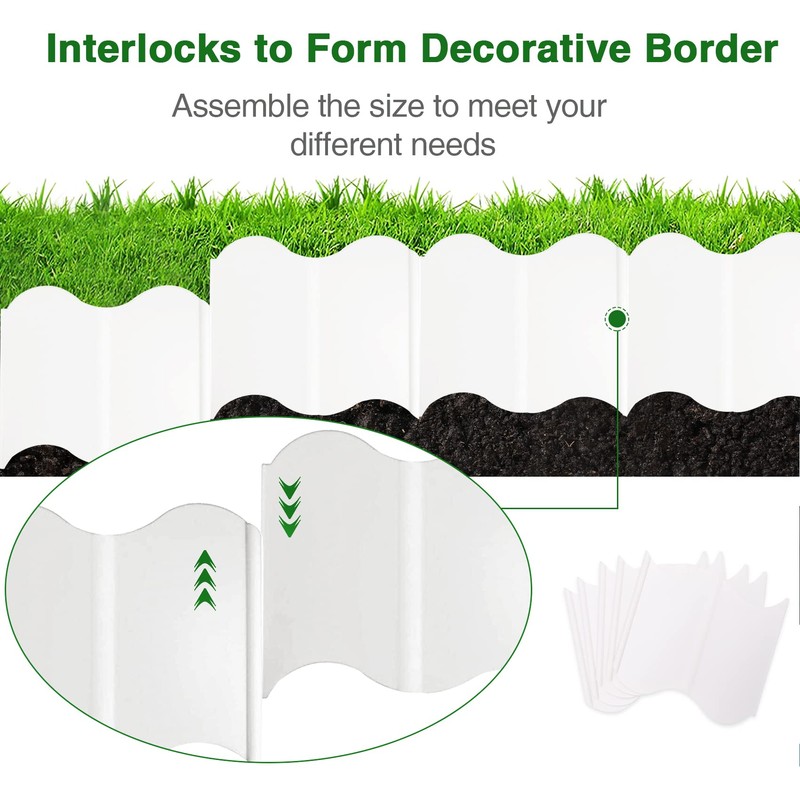 20 Pcs Garden Edging Borders, 10.5ft Plastic Landscape Borders, 5.3