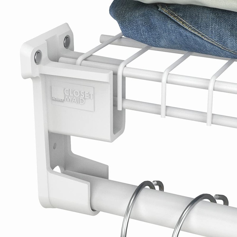 ClosetMaid 6609 SuperSlide Shelf and Hanging Bar Wall Bracket, White