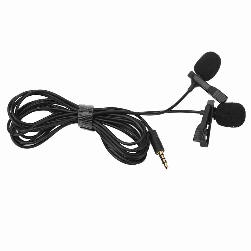 Black Double Head Lavalier Lapel Microphone No Driver Installation Required