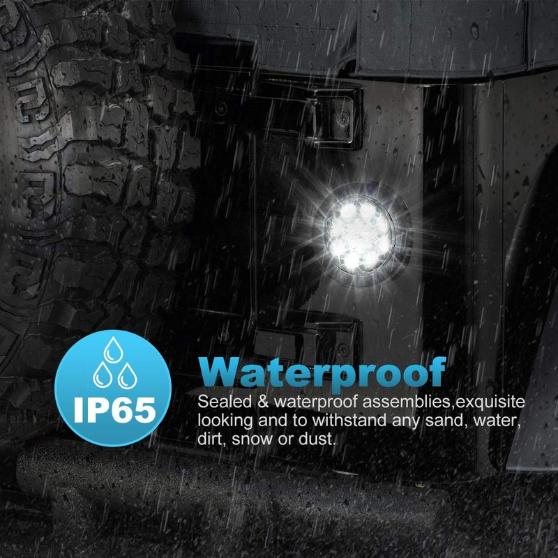 Partsam 2PCS 4" Waterproof Backup Reverse Light Flange Mount 12